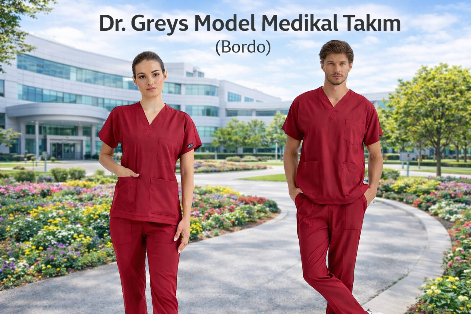 Bordo Dr. Greys Medikal Scrubs Takım: Gücün, Zarafetin ve Profesyonelliğin Rengi