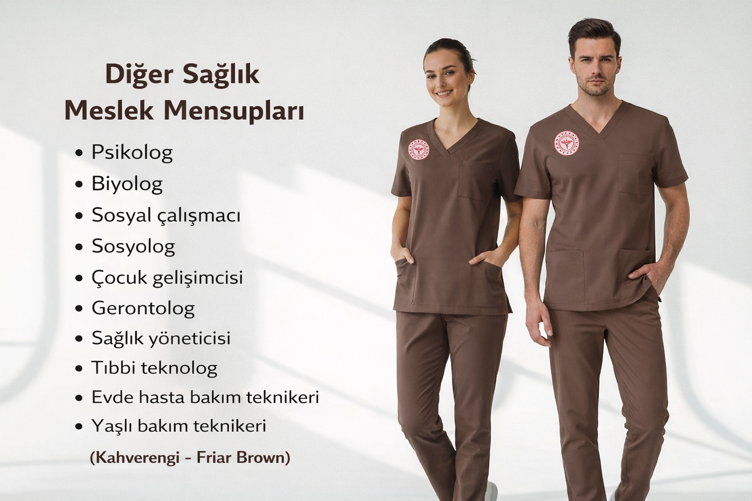 Kahverengi Diğer Sağlık Meslek Mensupları Forması Scrubs Likralı Takım Sağlık Bakanlığı Renk Uyumlu – Friar Brown