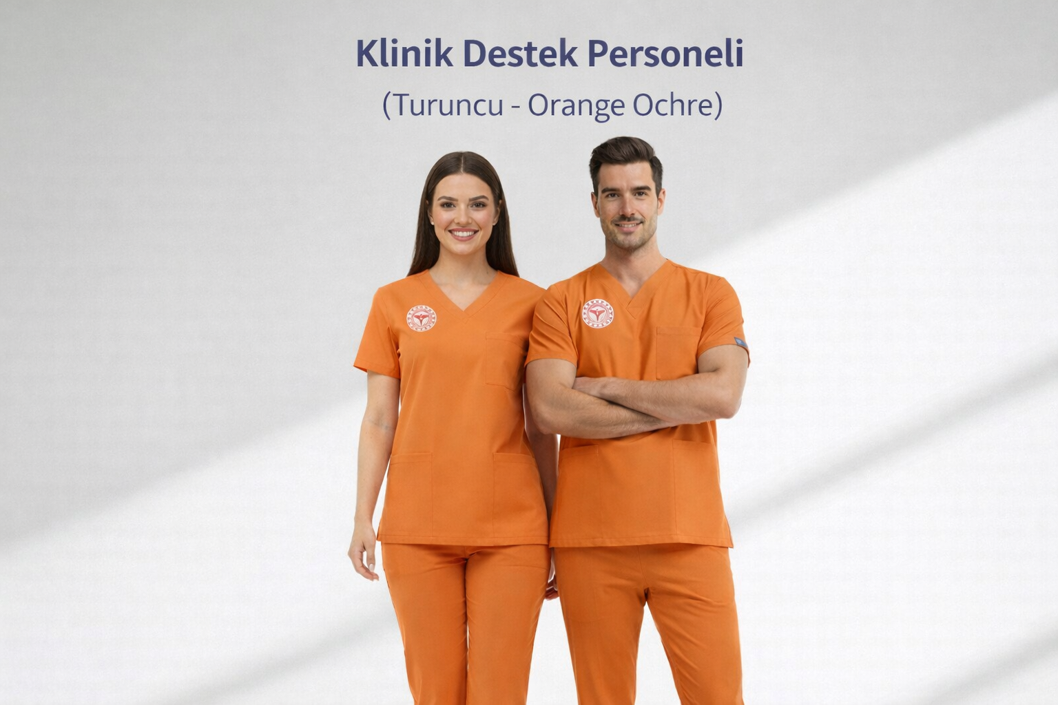 Turuncu Klinik Destek Forması Scrubs Likralı Takım Sağlık Bakanlığı Renk Uyumlu – Orange Ochre