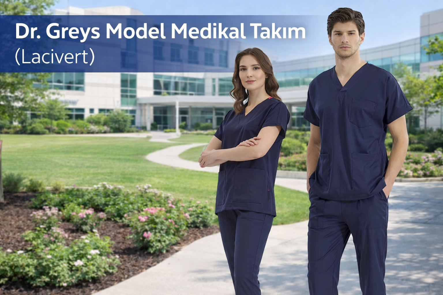 Navy Blue Dr. Greys Medical Scrubs Set