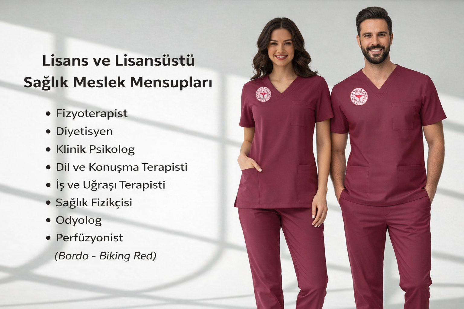 Bordo - Lisans-Lisansüstü Sağlık Forması Scrubs Likralı Takım Sağlık Bakanlığı Renk Uyumlu – Biking Red