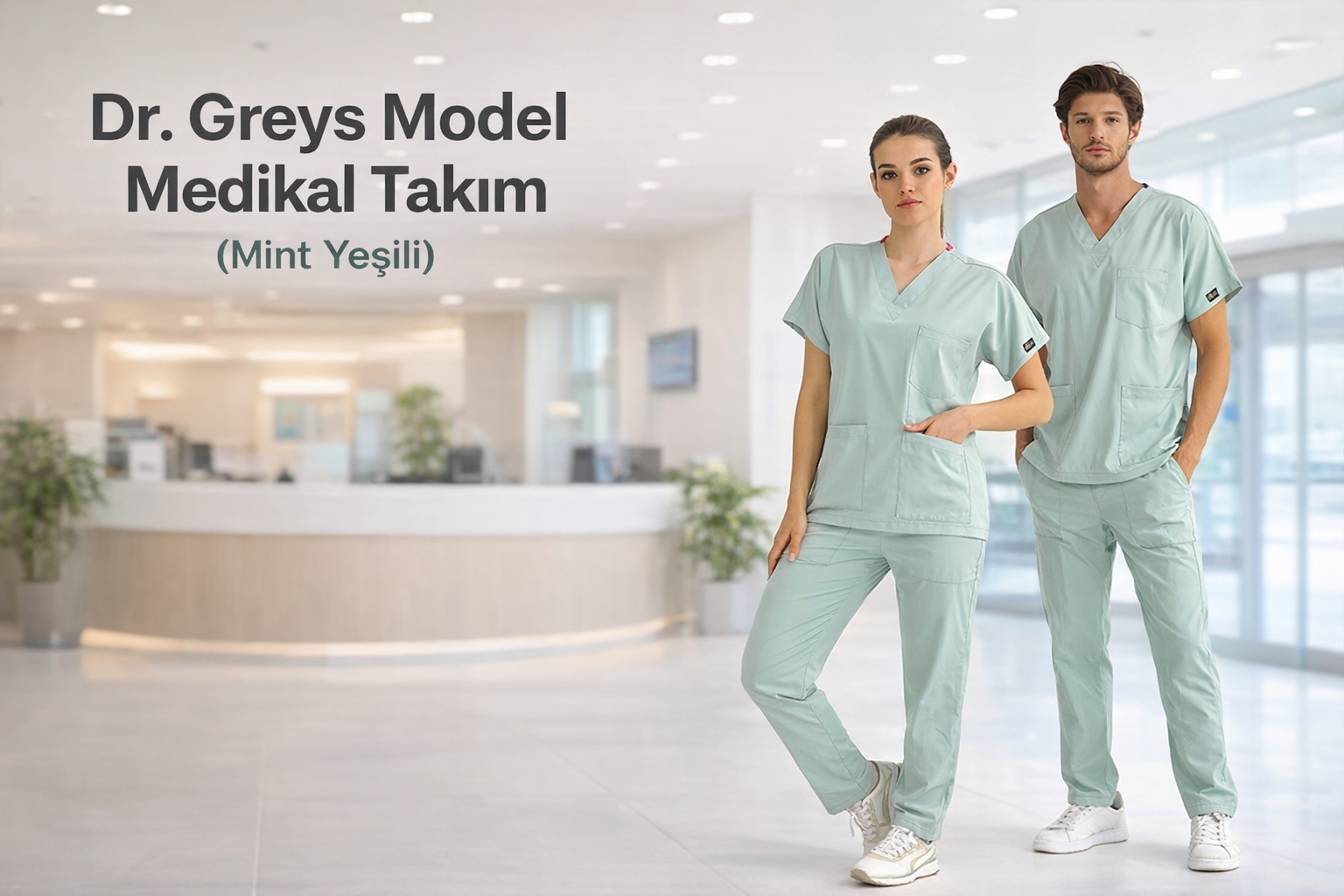 Mint Yeşili Dr. Greys Medikal Scrubs Takım: Tazelik ve Huzurun Profesyonel Rengi