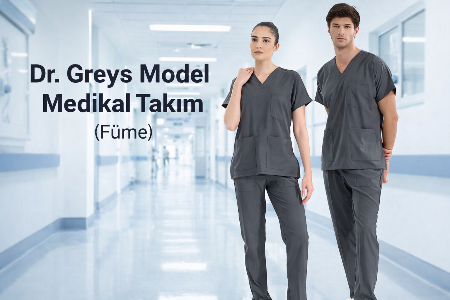 Füme Dr. Greys Medikal Scrubs Takım: Profesyonelliğin ve Konforun Zamansız Rengi