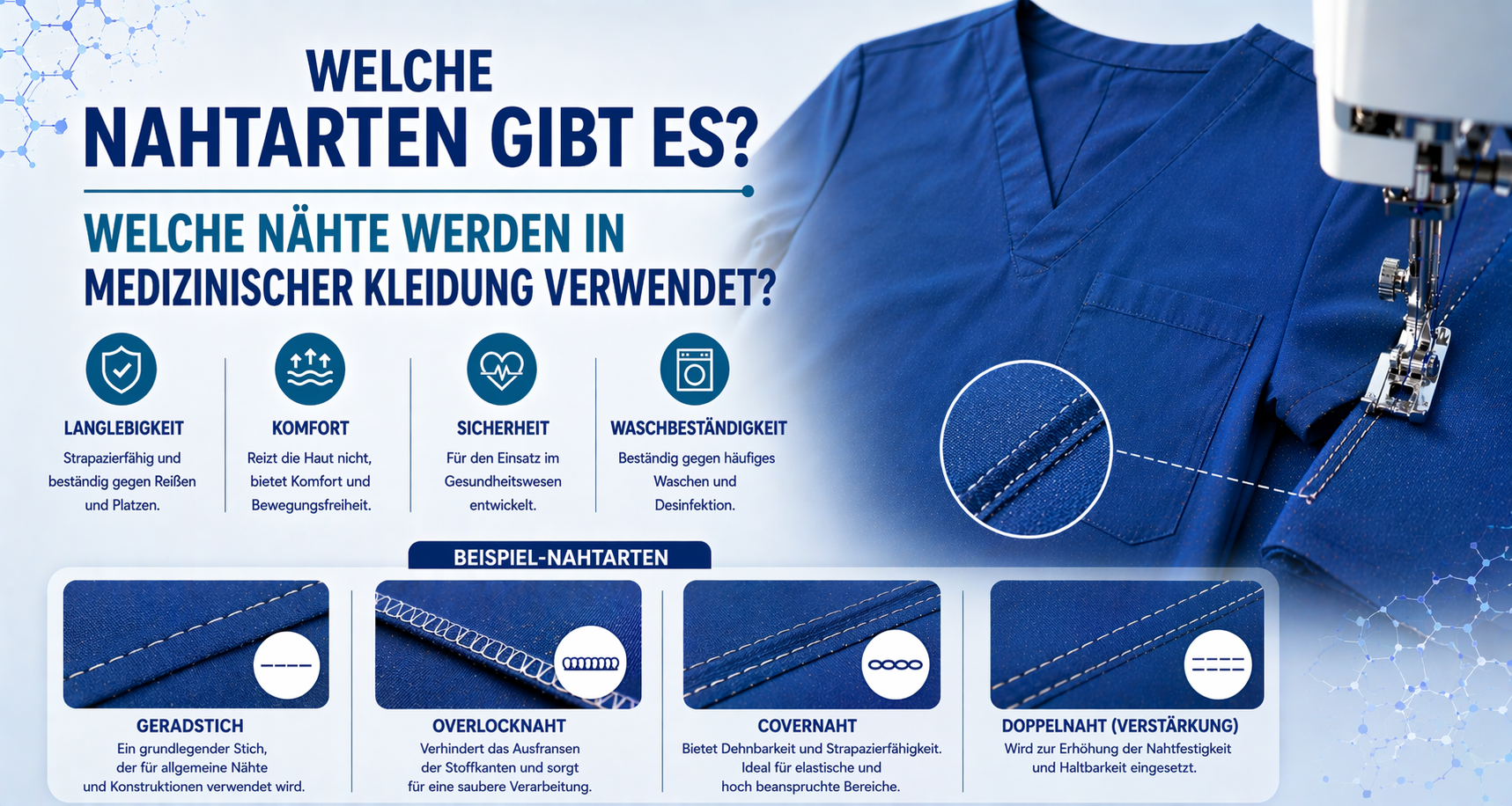 Welche Nahtarten gibt es? Welche Nähte werden in medizinischer Kleidung verwendet?