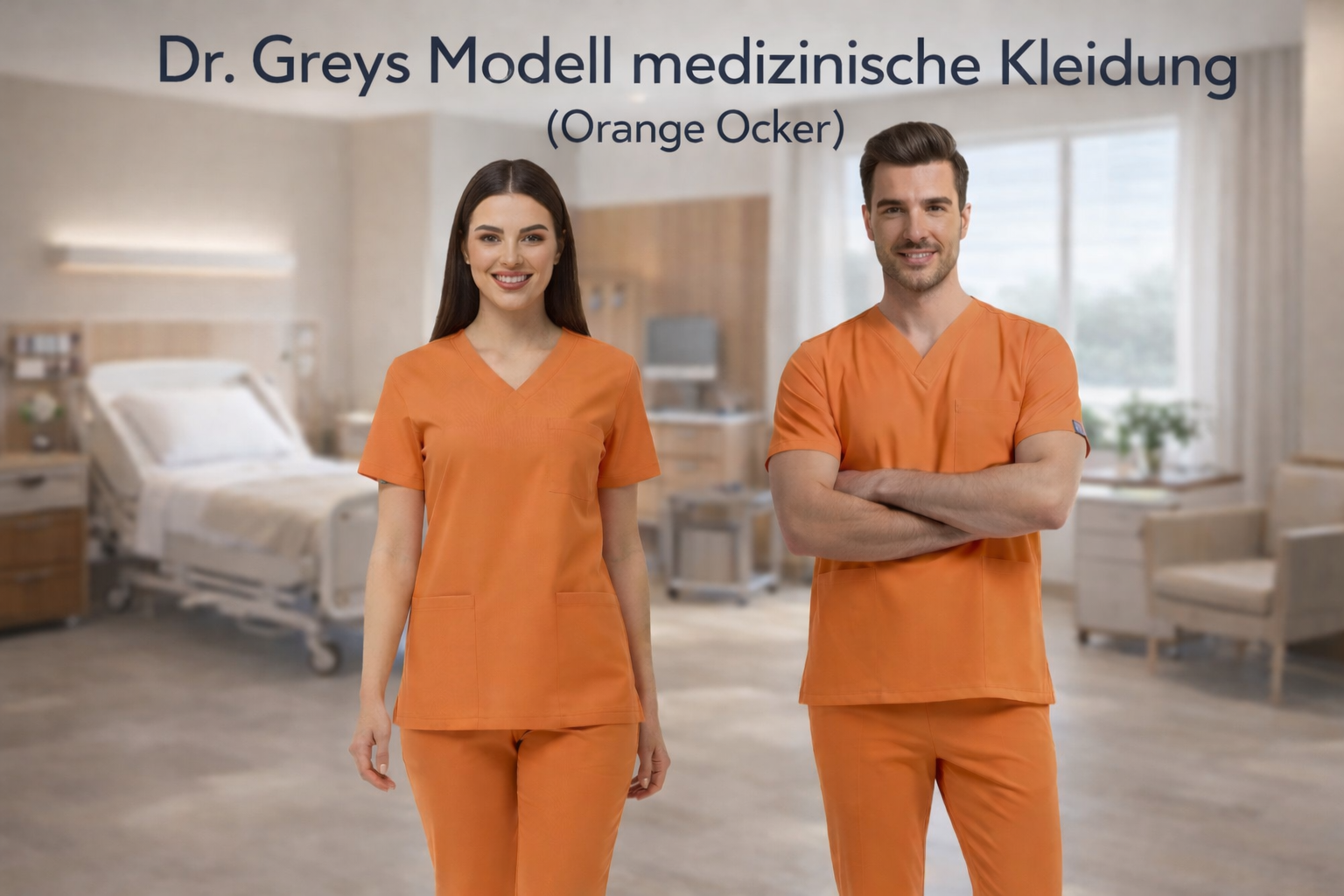 Bedeutung der Farbe Orange Ochre und warmer natürlicher Stil in der medizinischen Kleidung