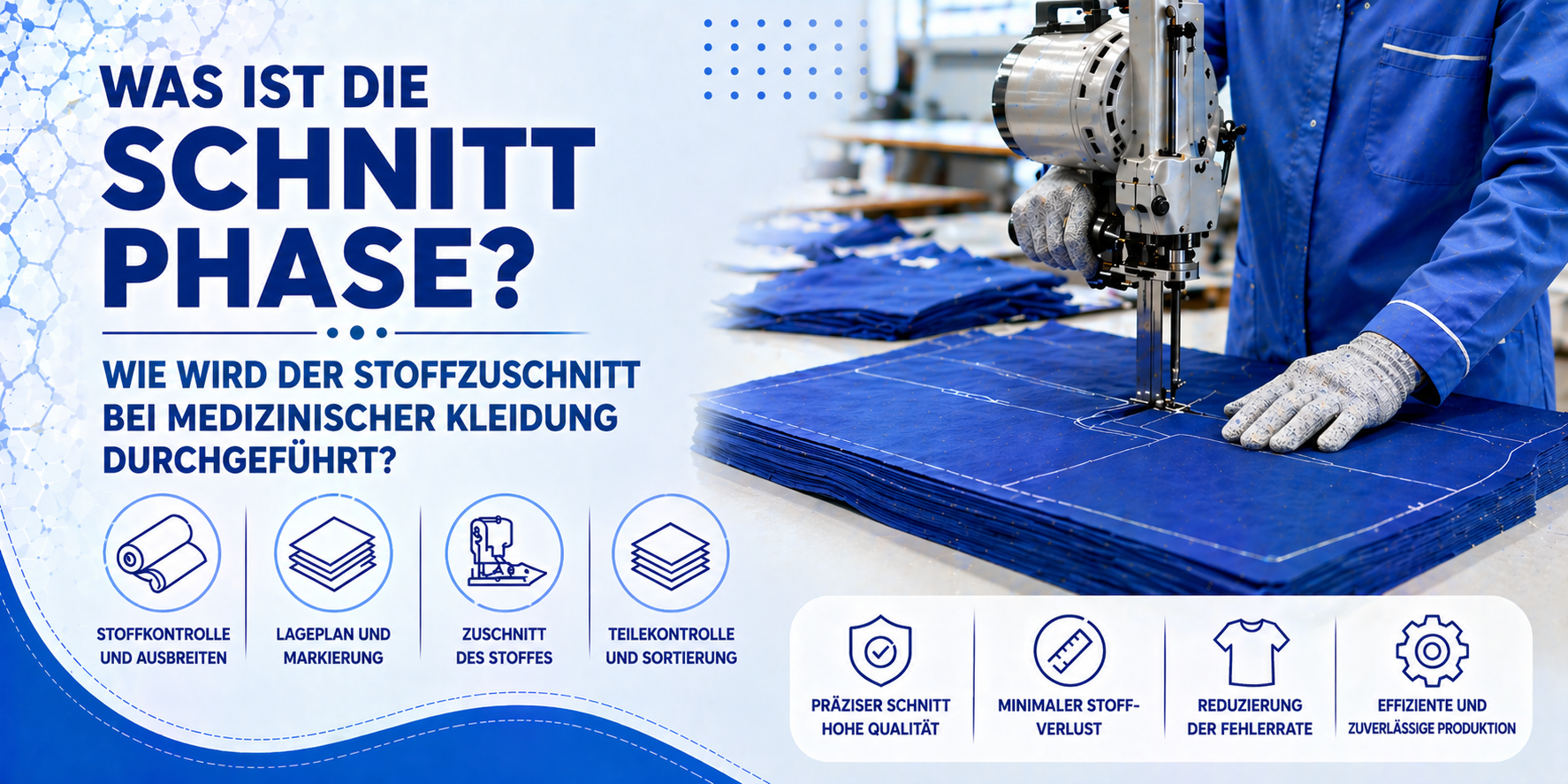 Was ist die Zuschnittphase? Wie erfolgt der Stoffzuschnitt bei medizinischer Kleidung?