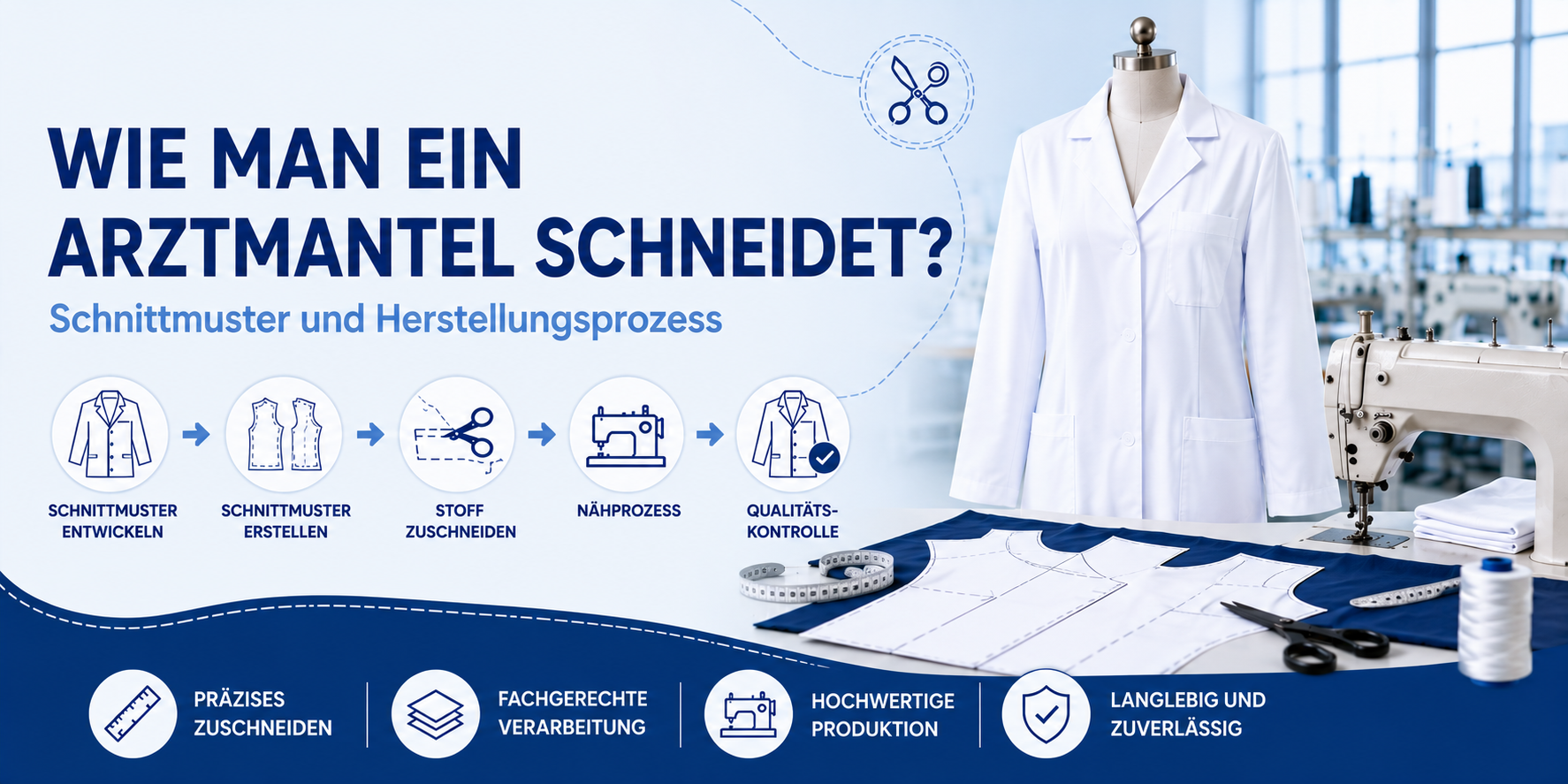 Wie wird ein Arztkittel zugeschnitten? Schnittmuster und Produktionsprozess