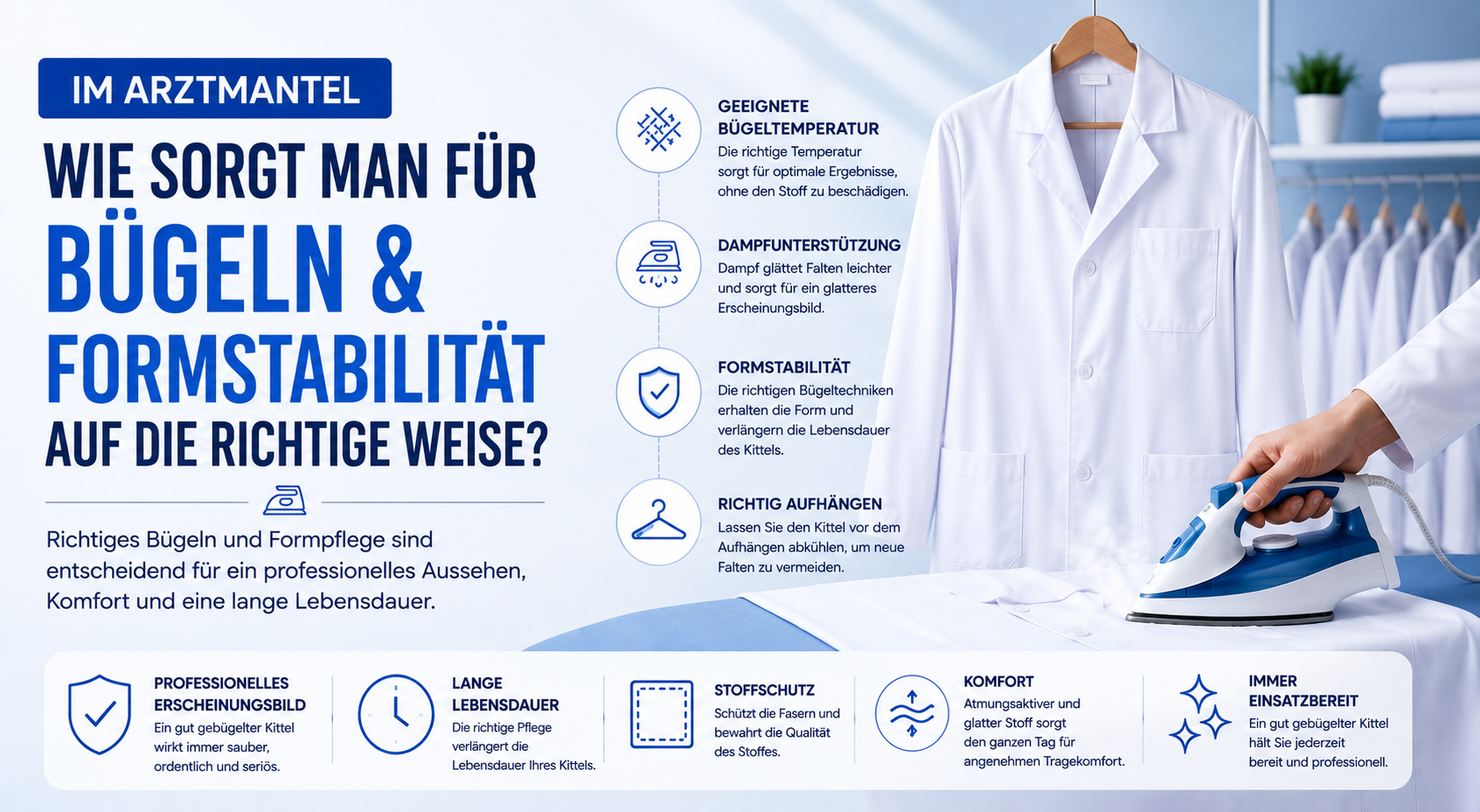 Wie Werden Bügeln und Formstabilität bei Arztkitteln Sichergestellt?