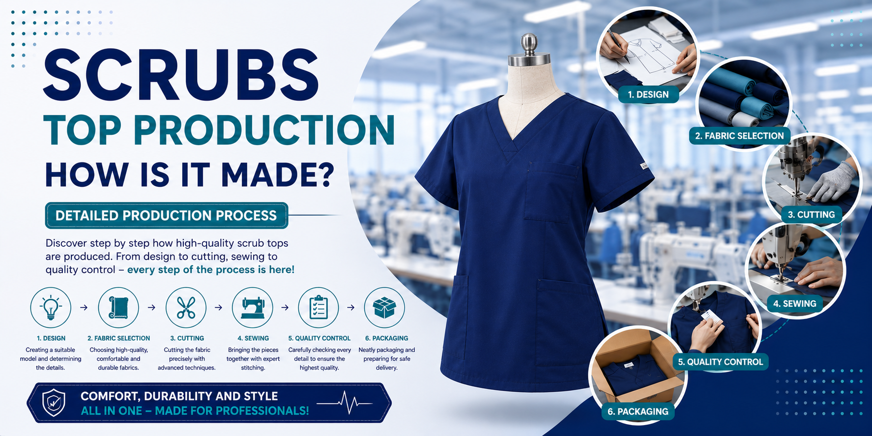 How Is a Scrub Top Produced? Detailed Production Process