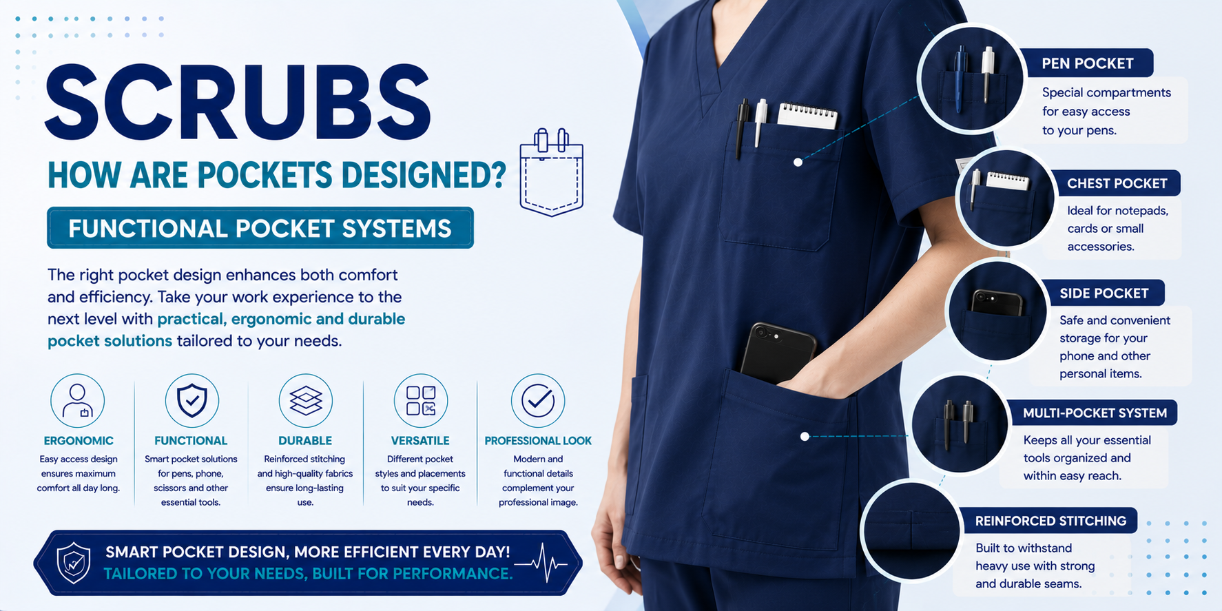 How Are Scrub Pockets Designed? Functional Pocket Systems