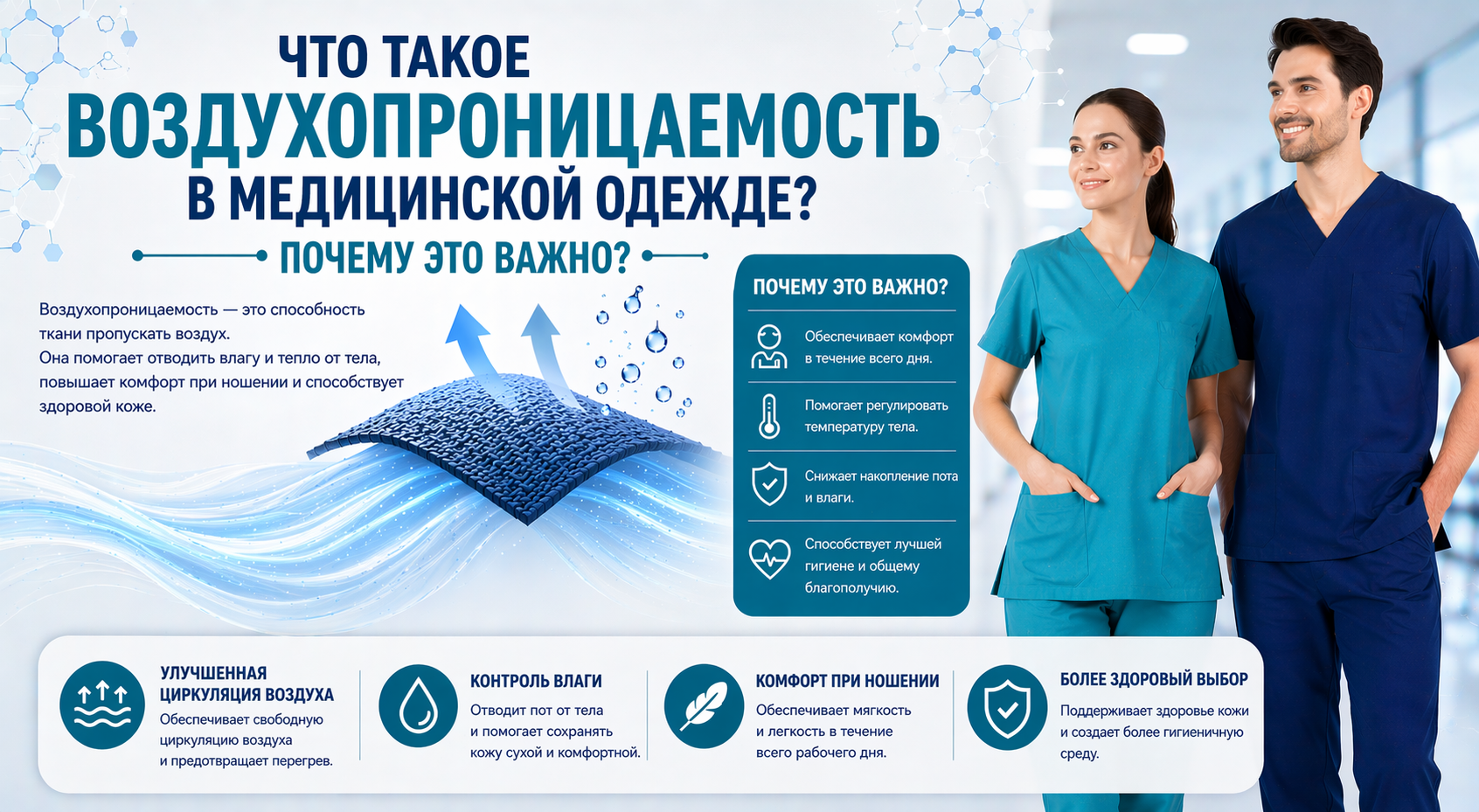 Что такое воздухопроницаемость в медицинской одежде? Почему это важно?