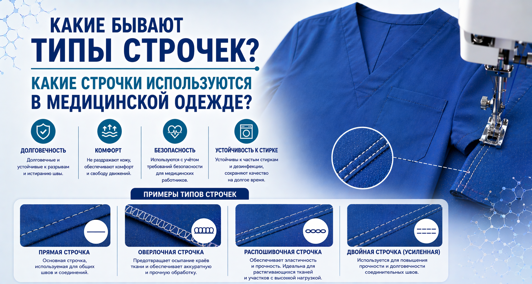 Какие виды швов существуют? Какие швы используются в медицинской одежде?