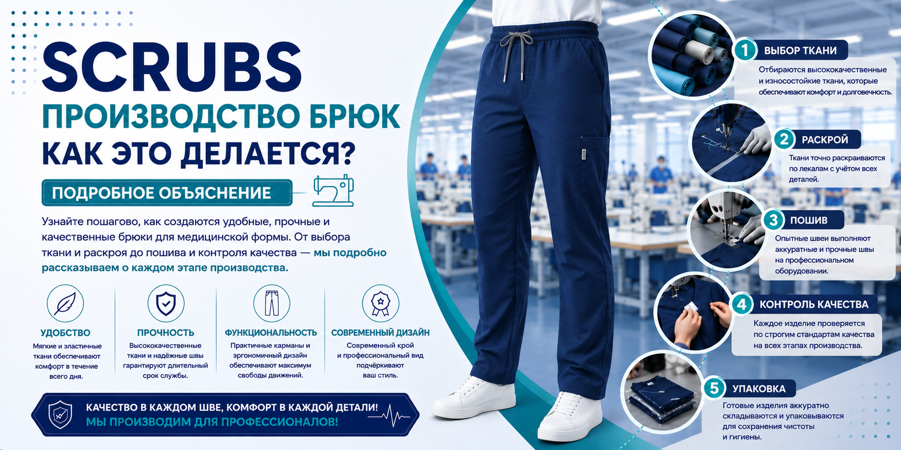 Как производятся брюки scrubs? Подробное объяснение
