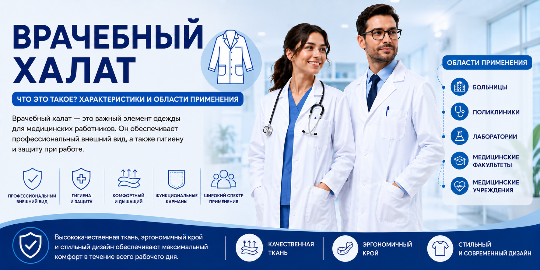 Что такое врачебный халат? Особенности и области применения