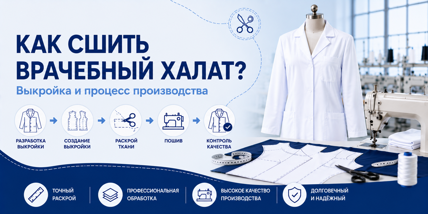 Как выполняется раскрой врачебного халата? Лекало и процесс производства