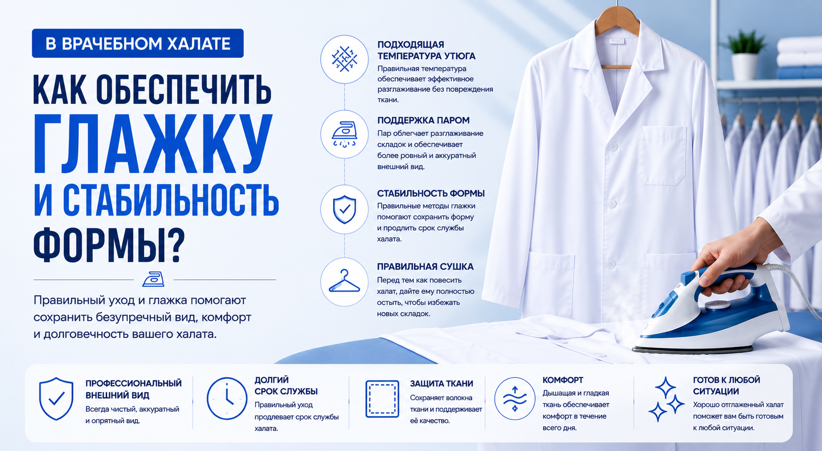 Как Обеспечиваются Глажка и Стабильность Формы Медицинских Халатов?