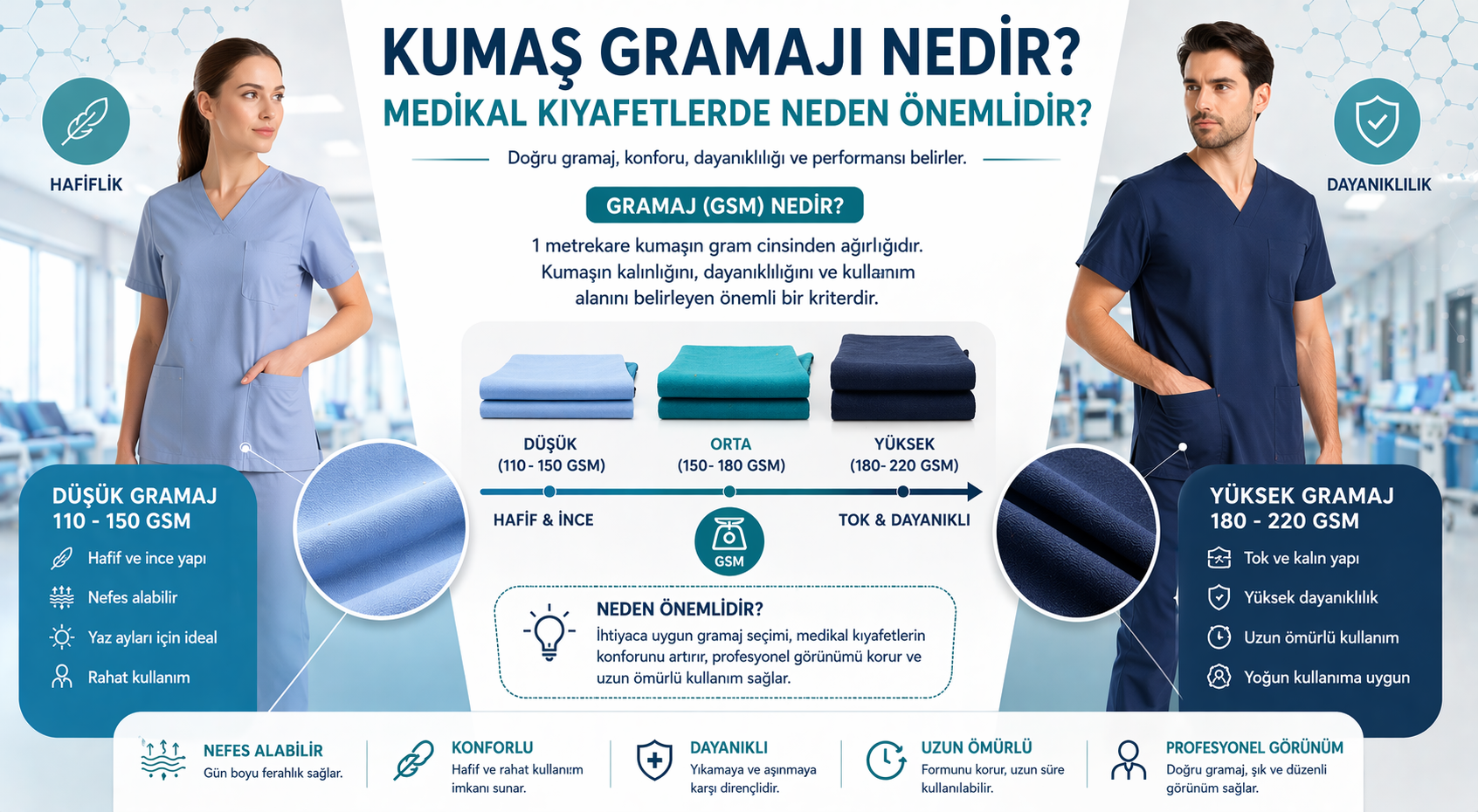 Kumaş Gramajı Nedir? Medikal Kıyafetlerde Neden Önemlidir?
