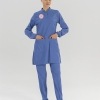 Tesettür Temizlik Personeli Forması Scrubs Likralı Takım Sağlık Bakanlığı Uyumlu-Dazzling Blue