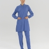 Dazzling Blue Tesettür Hakim Yaka Doktor Hemşire Medikal Scrubs Takım Lüks Likralı Kumaş