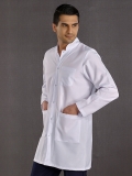 Beyaz Erkek Hakim Yaka Doktor Vizit Önlüğü Alpaka Kumaş