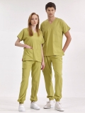 Pistachio Green Jogger Doctor Nurse Medical Scrubs Set Luxury Lycra Fabric