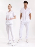 Белый Медицинский Костюм Jogger для Врачей и Медсестер Ткань Люкс Лайкра