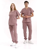 Dusty Rose Jogger Doctor Nurse Medical Scrubs Set Luxury Lycra Fabric