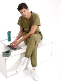 Khaki Jogger Doctor Nurse Medical Scrubs Set Luxury Lycra Fabric