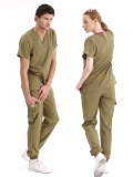 Khaki Jogger Doctor Nurse Medical Scrubs Set Luxury Lycra Fabric