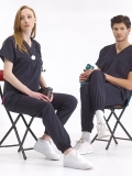 Navy Blue Jogger Doctor Nurse Medical Scrubs Set Luxury Lycra Fabric