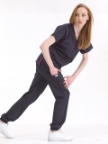 Navy Blue Jogger Doctor Nurse Medical Scrubs Set Luxury Lycra Fabric