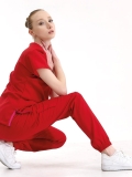 Красный Медицинский Костюм Jogger для Врачей и Медсестер Ткань Люкс Лайкра