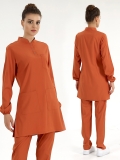 Кирпичный Медицинский Костюм с Воротником-Стойкой для Хиджаба Ткань Люкс Лайкра
