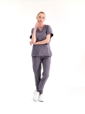 Lead Gray Jogger Doctor Nurse Medical Scrubs Set Luxury Lycra Fabric