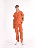 Tile Red Jogger Doctor Nurse Medical Scrubs Set Luxury Lycra Fabric