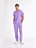 Lilac Jogger Doctor Nurse Medical Scrubs Set Luxury Lycra Fabric