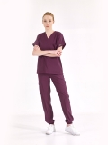 Damson Jogger Doctor Nurse Medical Scrubs Set Luxury Lycra Fabric