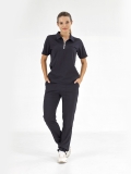 Navy Blue Polo Neck Doctor Nurse Medical Scrubs Set Luxury Lycra Fabric