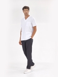 Top White Pants Navy Blue Silva Lux Lycra Suit