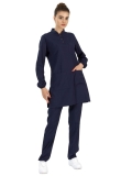 Lacivert Tesettür Hakim Yaka Doktor Hemşire Medikal Scrubs Takım Lüks Likralı Kumaş