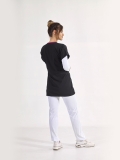 Navy Blue Greys Tunic Length Modest Doctor Nurse Medical Scrubs Top Luxury Lycra Fabric