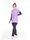 Lilac Greys Tunic Length Modest Doctor Nurse Medical Scrubs Top Luxury Lycra Fabric