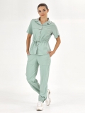 Mint Green Retro Women's Doctor Nurse Medical Scrubs Set Luxury Lycra Fabric