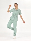 Mint Green Retro Women's Doctor Nurse Medical Scrubs Set Luxury Lycra Fabric
