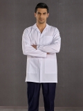 Beyaz Klasik Yaka Erkek Laboratuvar Önlüğü Alpaka Kumaş