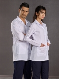 Beyaz Kadın Klasik Yaka Laboratuvar Önlüğü Alpaka Kumaş