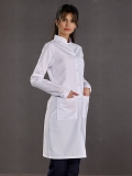 Beyaz Kadın Hakim Yaka Vizit Önlük Alpaka Kumaş