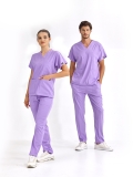 Lilac Dr. Greys Doctor Nurse Medical Scrubs Set Luxury Lycra Fabric
