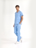 Light Blue Dr. Greys Doctor Nurse Medical Scrubs Set Luxury Lycra Fabric