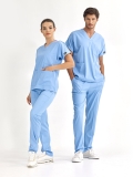 Light Blue Dr. Greys Doctor Nurse Medical Scrubs Set Luxury Lycra Fabric